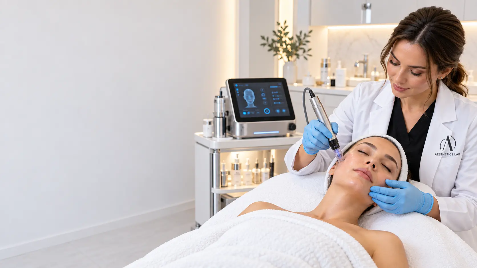 Microneedling treatment for acne scars and skin texture at Aesthetics Lab